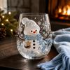 Weihnachts-Glasbecher 3D Tumbler, Mit Santa, Schneemann, Baum Skulpturierter Becher, Kreatives Skulpturales Dekoratives Feiertags-Trinkgeschirr, Festliches Geschenk für Party-Trinkgeschirr