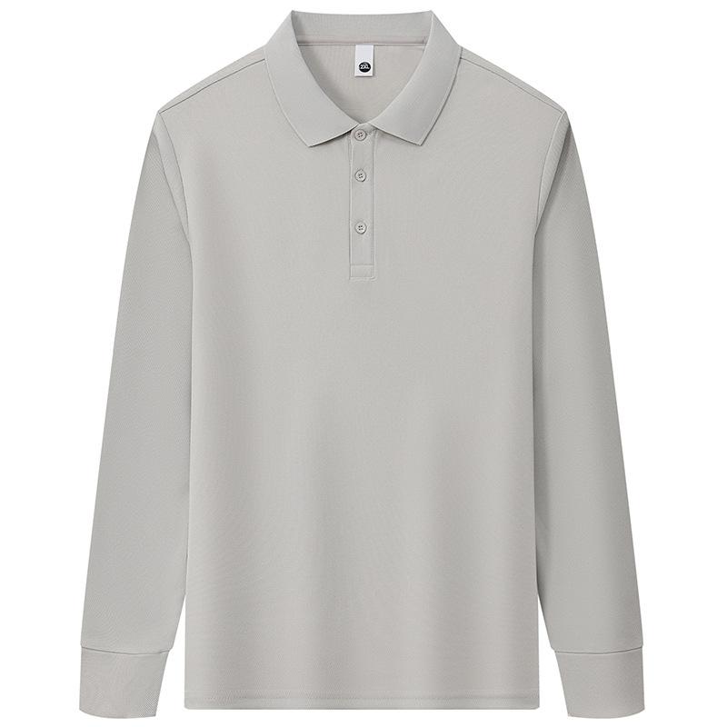 Long-Sleeved Polo Shirt Men'S Summer Loose Lapel T-Shirt Top Fashionable Casual Breathable Versatile Solid Color Polo Shirt