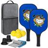 Pickleball-Shot Cartoon Animal Beach Rackets Outdoor Sports 40-Hole Pickleball Glass Fiber Suction Ball Set