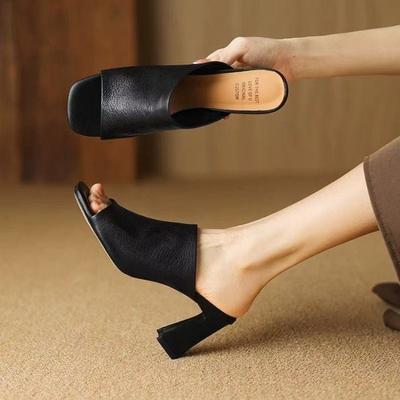 Fashion Large Heel Fish Mouth Slippers for Women 2025 New High Heel Slippers for Women