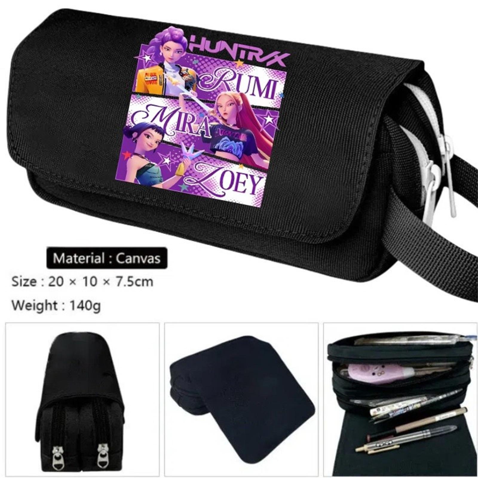 

Cartoon Print Large Capacity Double Layer Portable Pencil Bag, Stationery Bag For Primary And Secondary School Students One Size