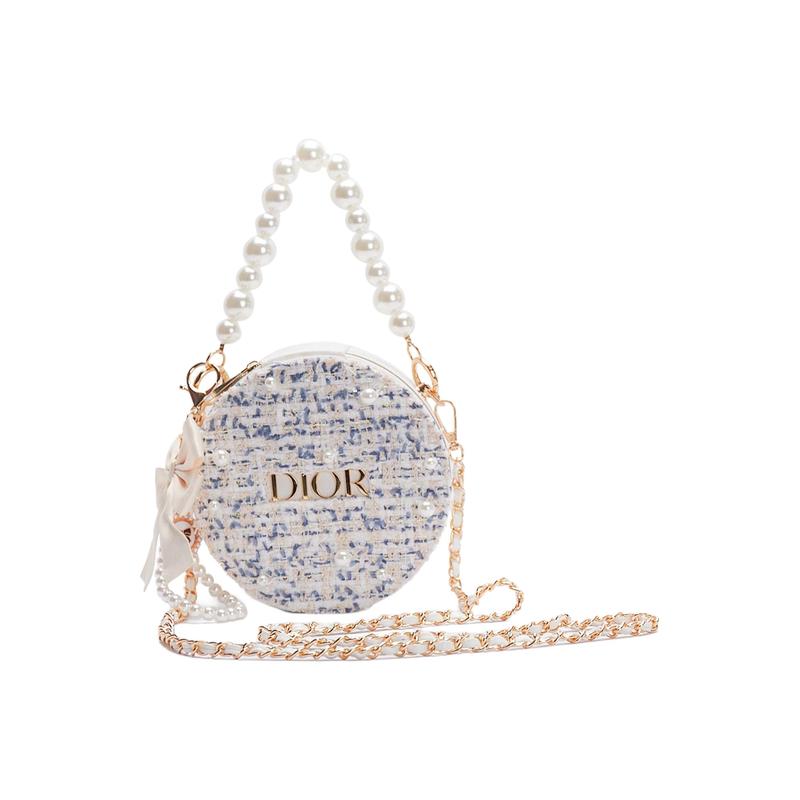 DIOR DIY Style Cosmetic Bag Bubble Jellyfish Misty Blue Girl Crossbody Handbag Storage and Portability Polyester Fiber High-end Versatile Old