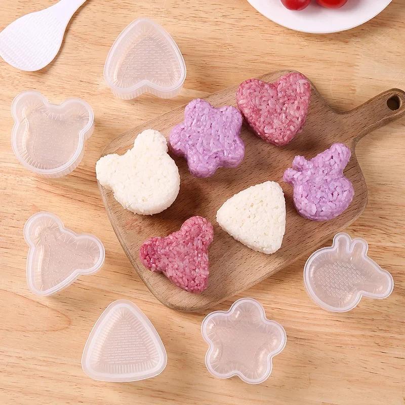 Transparenter Kunststoff-Onigiri-Formen-Set Japanischer Stil Onigiri und Sushi-Formen-Set Sushi Cartoon-Thema Onigiri-Formen für Kinder