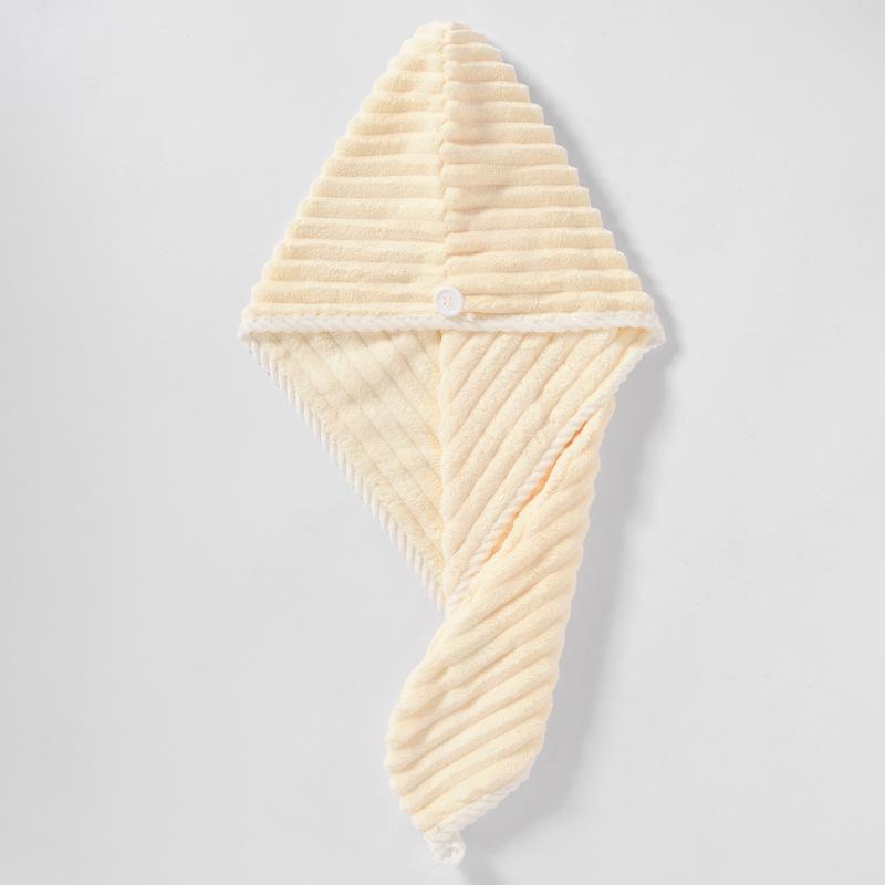 Soft Absorbent Coral Fleece Hair Towel & Cute Shower Cap Headband