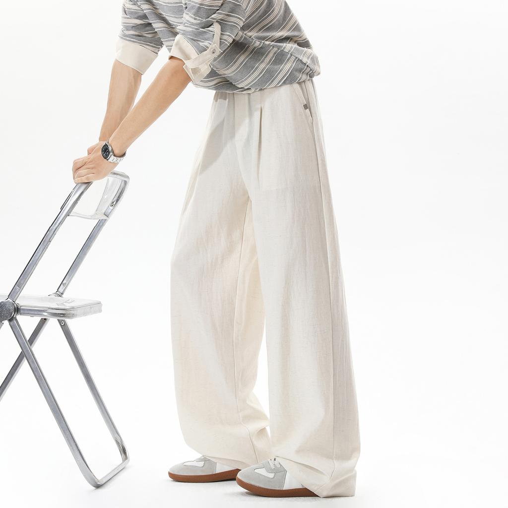 Summer new Lyocell Tencel casual pants refreshing and breathable loose wide-leg pants thin cotton and linen long pants