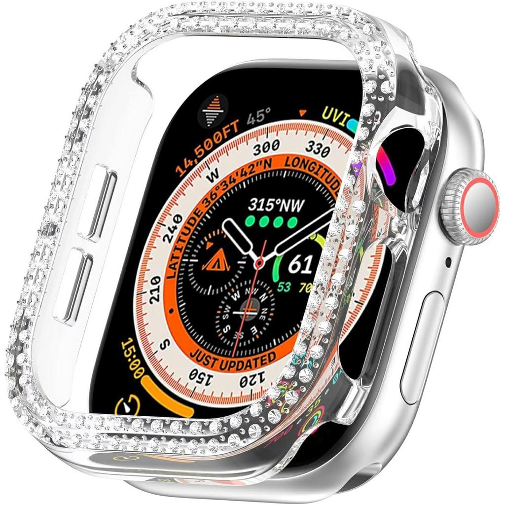 For Apple Watch Series 10 42mm PC Case Hollow Design Rhinestone Decor Watch Frame Cover