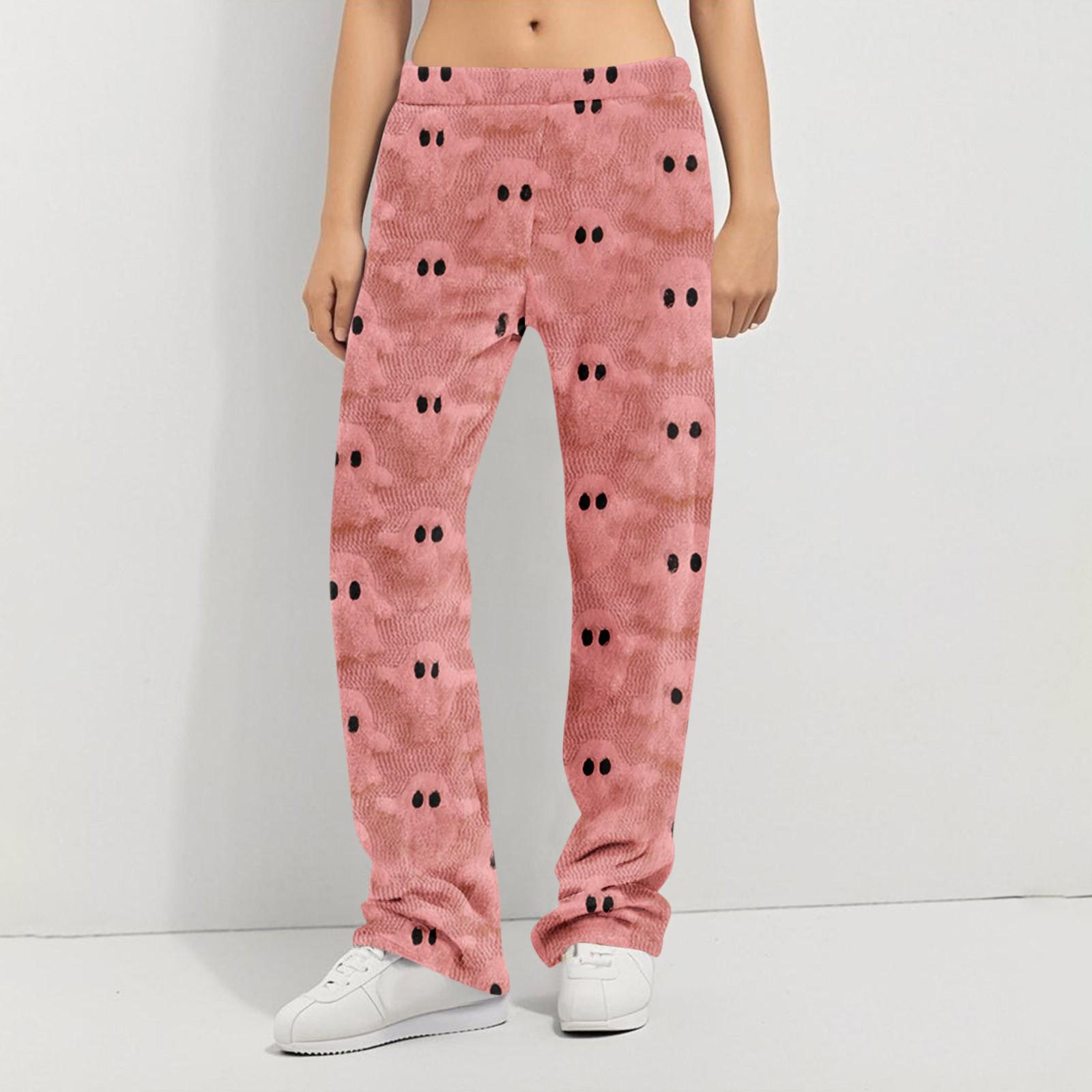 

Пижамные штаны в стиле аниме, повседневные брюки с эластичной резинкой на талии, удобные прямые свободные брюки для йоги XXL розовый