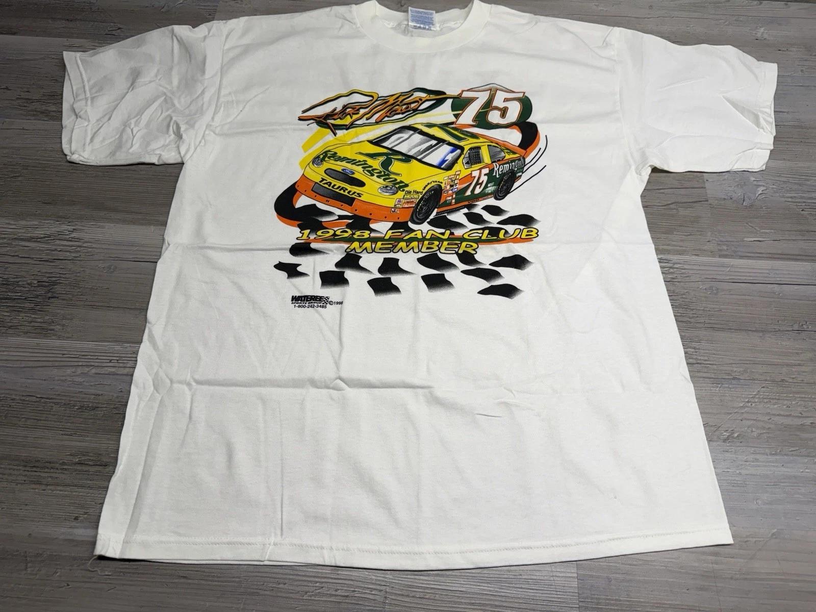 Vintage NASCAR Rick Mast #75 T-Shirt Remington Size XL 90s Y2K Racing White Tee 3XL