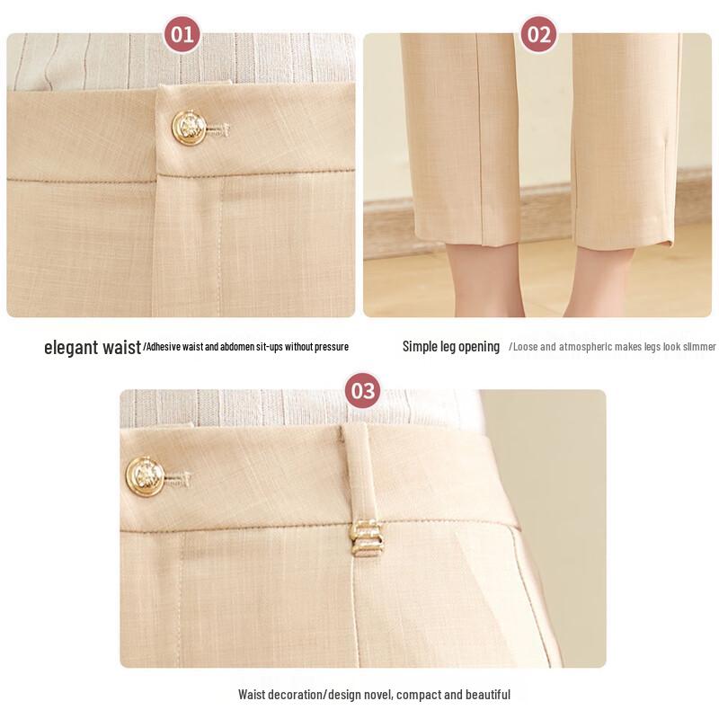 Jianhu Mid-Aged Women's High-Waist Cropped Tapered Casual Pants