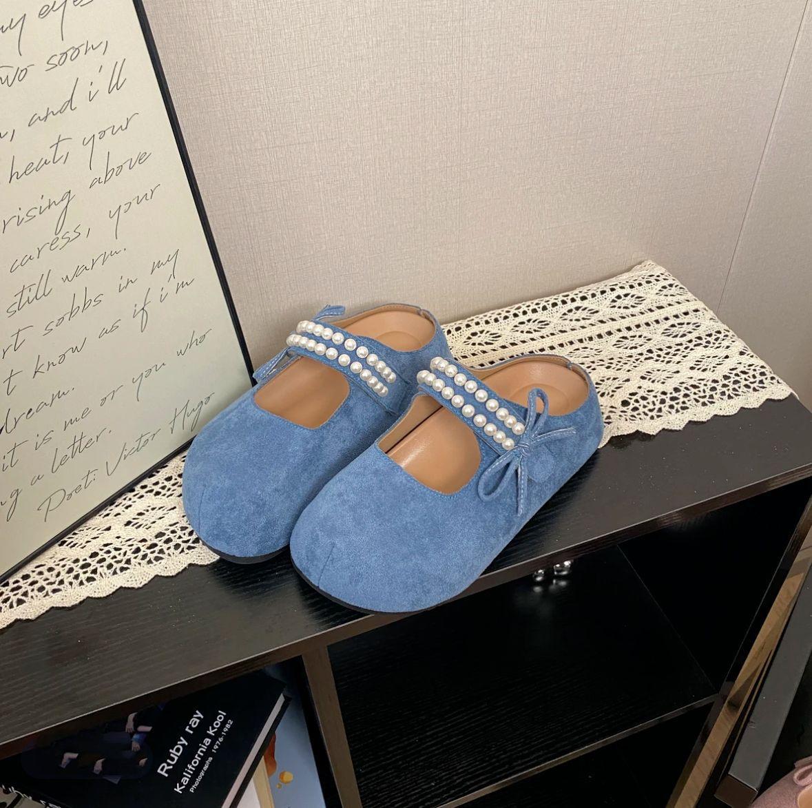 

Туфли Мэри Джейн на плоской подошве с липучкой женские весна 2025 универсальные неутомимые ноги мягкие одинарные туфли сказочный ветер туфли Дуду 40 синий