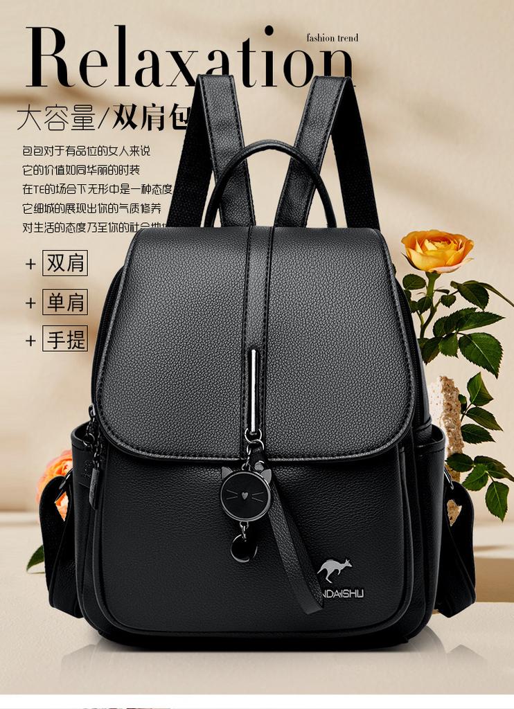 Schoolbag soft leather backpack 1011 spring/summer new pebbled pattern large capacity PU leather fashion women's backpack backpack for girls