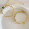 Elegant Green Beaded Gold Bracelet: Retro Chinese Style, Good Luck Charm, Fashionable High-End Jewelry