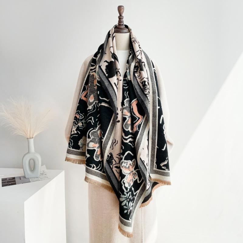 Scarf Women's Autumn and Winter Versatile Long Scarf Imitation Cashmere Large Size Shawl Women's Scarf