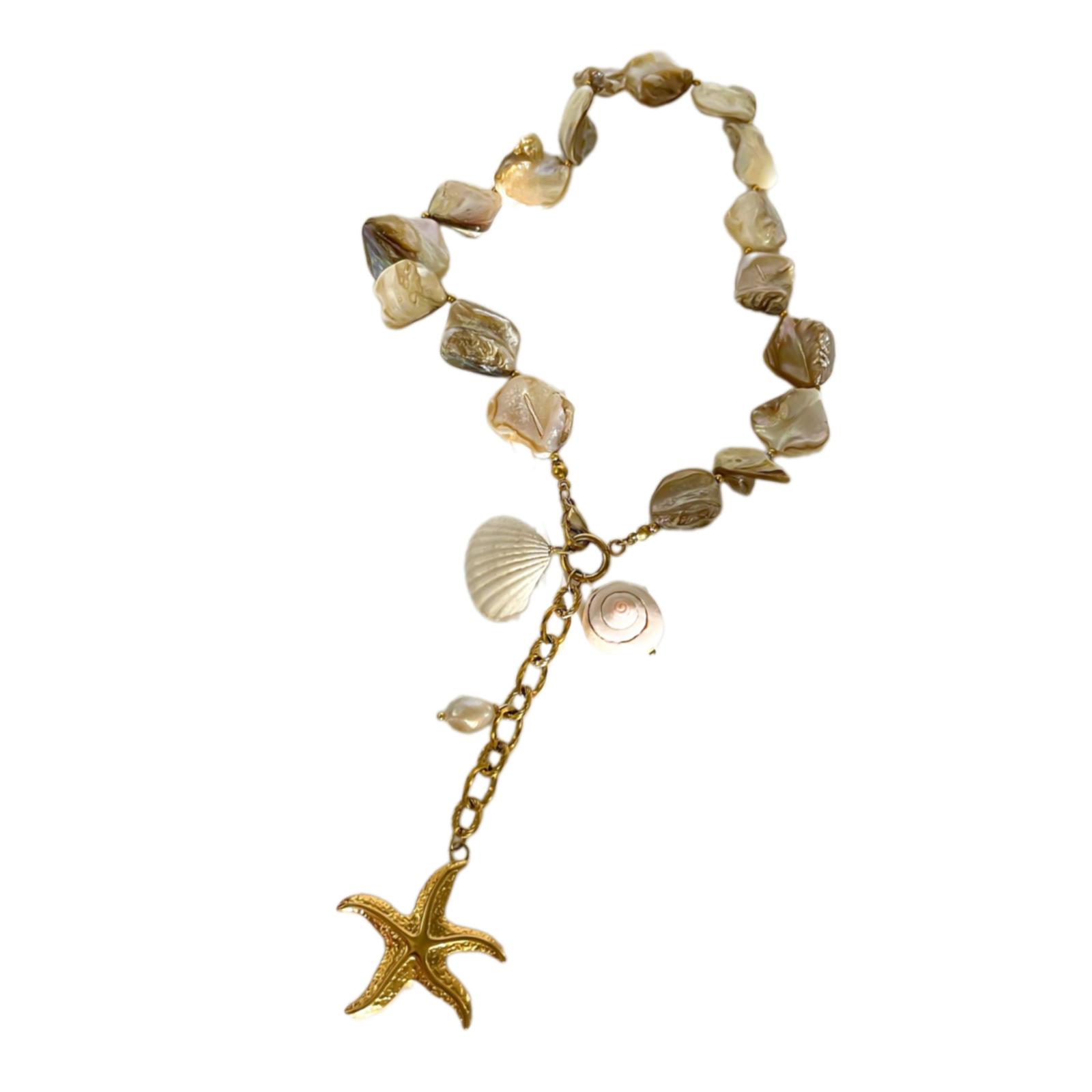 

Ожерелье Ракушка Морская звезда Ожерелье-заявление Ожерелье с подвеской в виде морской звезды Преувеличенные украшения на шею для летней пляжной одежды
