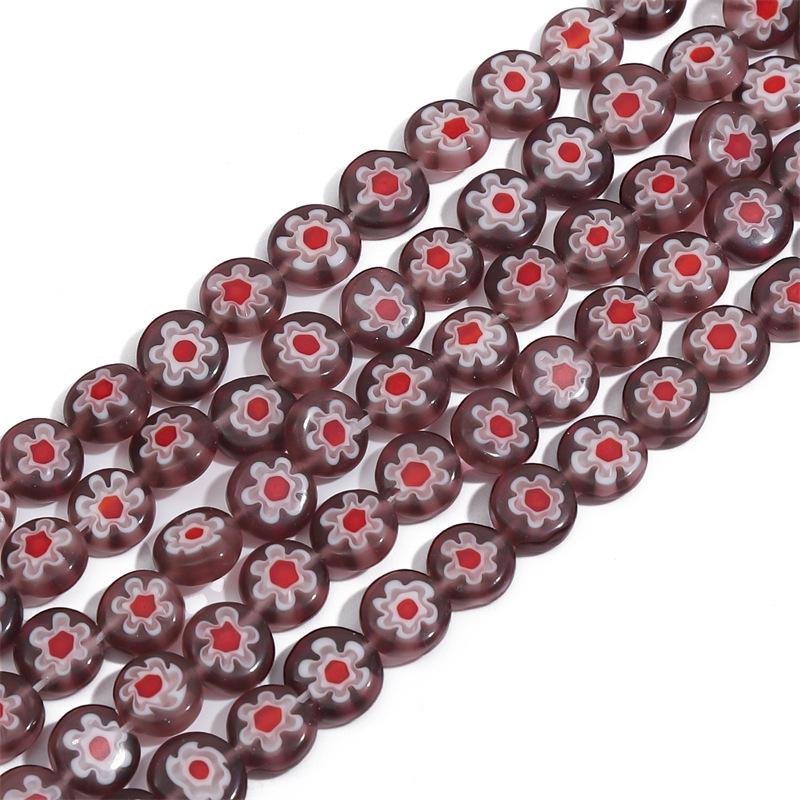 Thousand Flower Glazed Flat Beads for DIY Bracelets, Necklaces, and Earrings