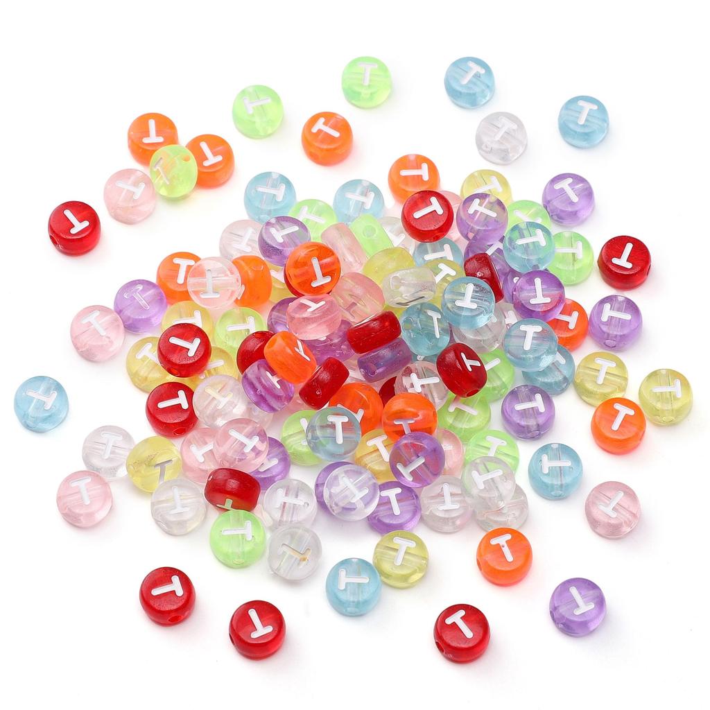 100 ks Akrylové korálky s písmeny Kulaté volné korálky pro DIY náramek Výroba módních šperků