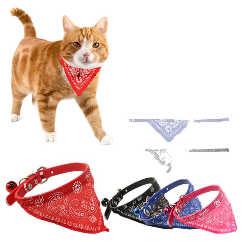 Cat Bandana Collar with Bell - Pet Scarf and Accessory