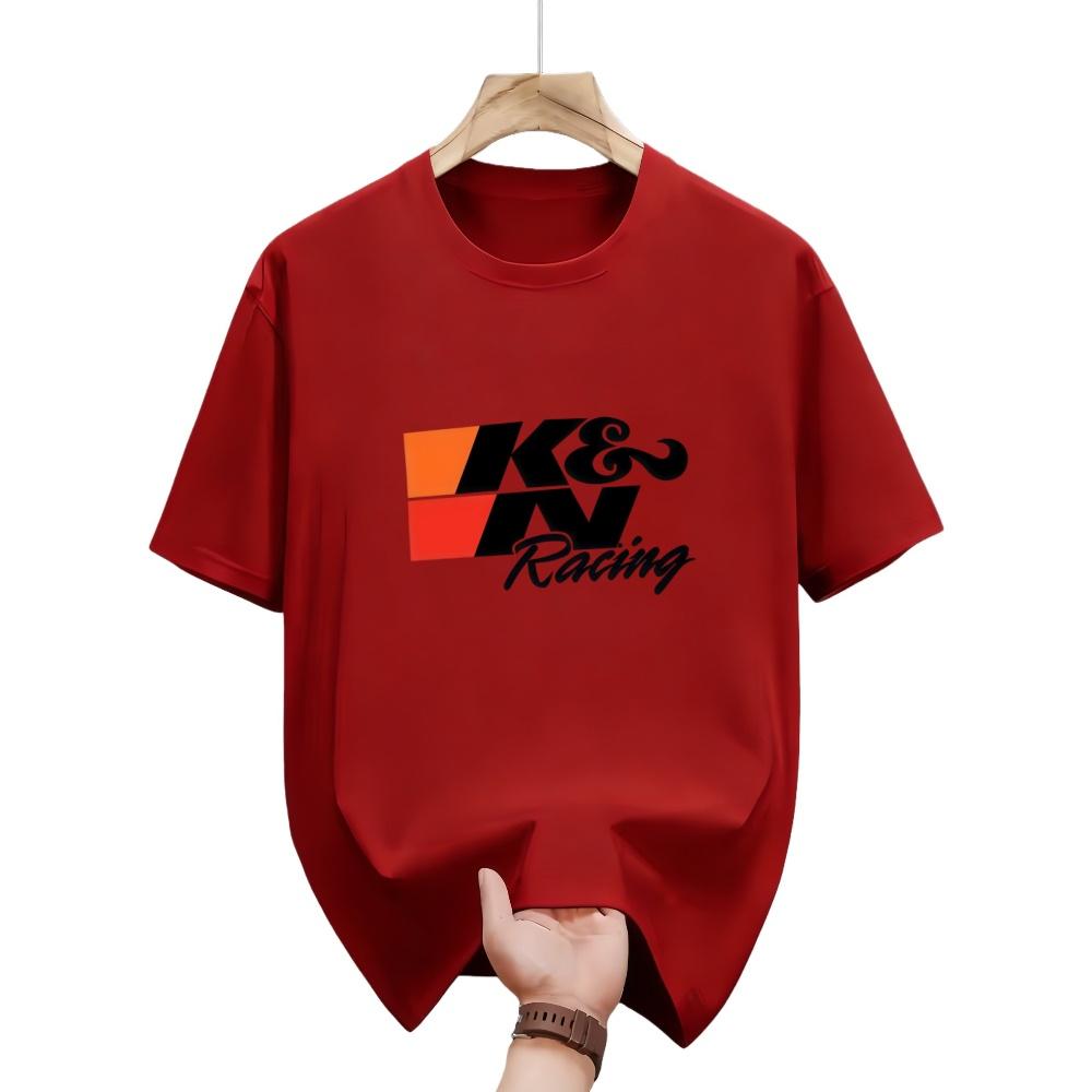 

Mens Light Gray Racing Graphic TShirt KN Racing Logo Casual Streetwear Short Sleeve Summer Style Polyester Blend S