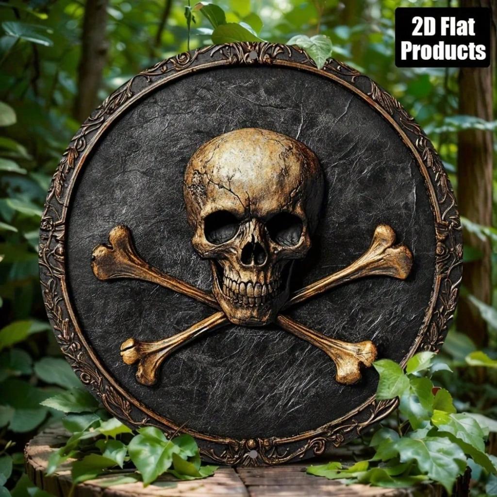 Placca Metallico Teschio Pirata Decorazione Murale per Bar Casa Caffetteria