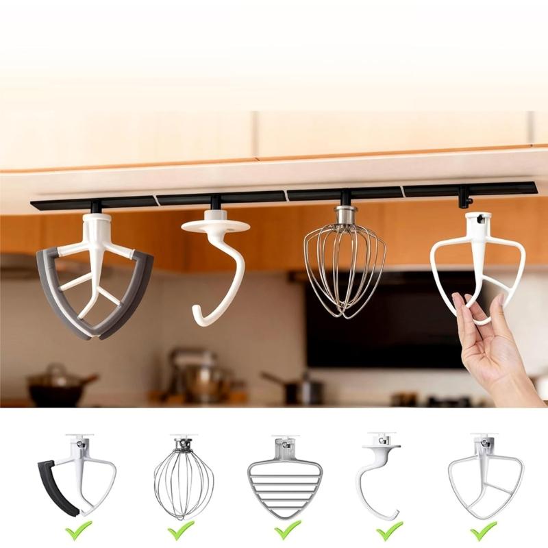 Pack of 4 Space Saving Blender Accessory Holder Plastic Hooks Organize Mixer Attachments and Utensils Plastic Texture