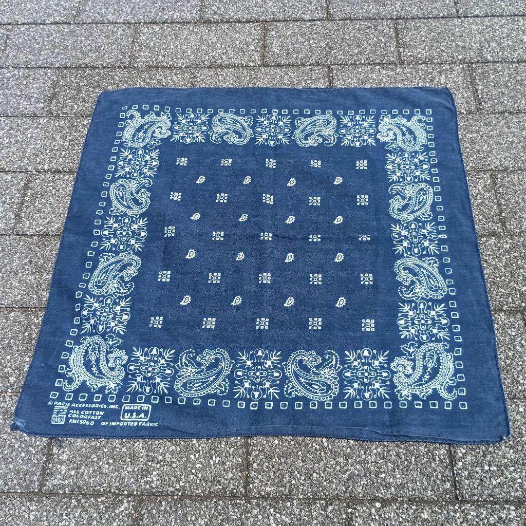 Used 80s~ Navy Cotton Vintage USA Made Bandana