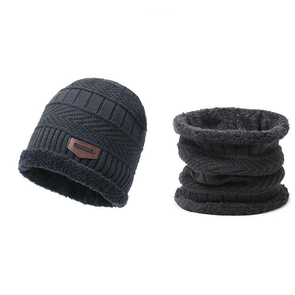 Getinfit 1Pcs Winter Velvet Thickened Warm Woolen Hat  2-Piece Windproof Cold Proof Scarf Integrated Knitted Hat Woman Men
