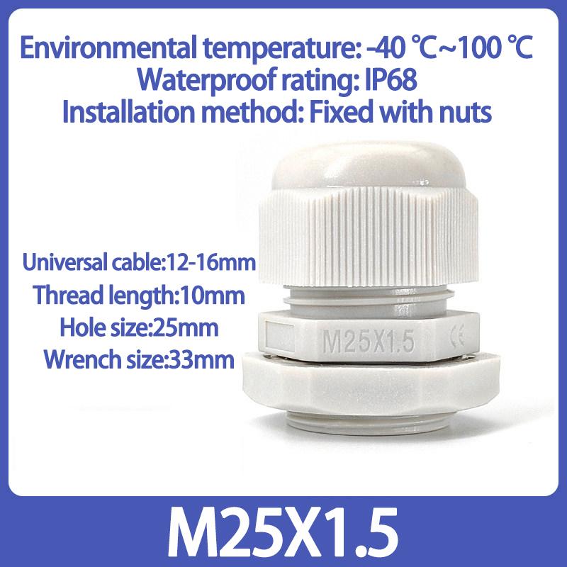 10/50/100Pcs Cable and Wire Waterproof Joint M-type M8 M10 M12 M14 M16 M20 M22 M24 M27 M30 M32 White Nylon Plastic Connector