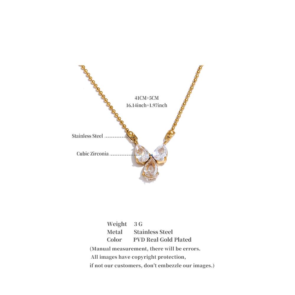 Yhpup Delicate Shiny Cubic Zirconia Necklace Pendant for Women Daily Wear Collar Jewelry