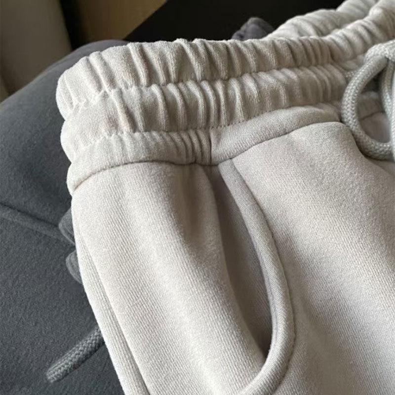 Unisex Elastic Waist Cropped Casual Pants (Autumn/Winter) L темно-серого