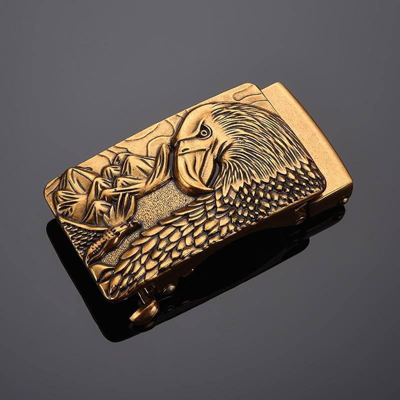 Men's Retro Leather Belt with Chinese Dragon Alloy Automatic Buckle