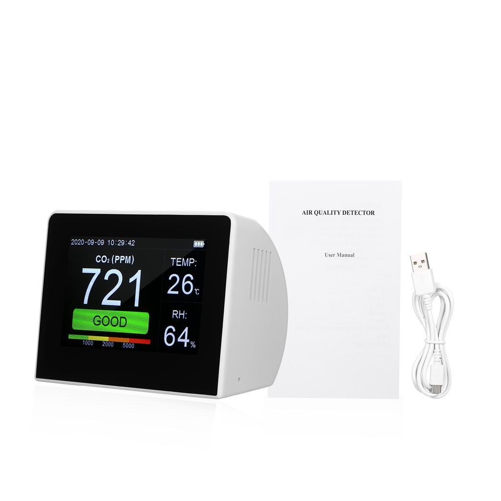 Stolní CO2/RH/Tepl. Multifunkční detektor kvality vzduchu 3 v 1 Monitor teploty a vlhkosti