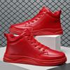 Fashion Hot Fashion Red Leather Sneakers Men Autumn Winter Hip Hop Skateboard Shoes Men Designer High Top Sneakers Men Platform Trainers