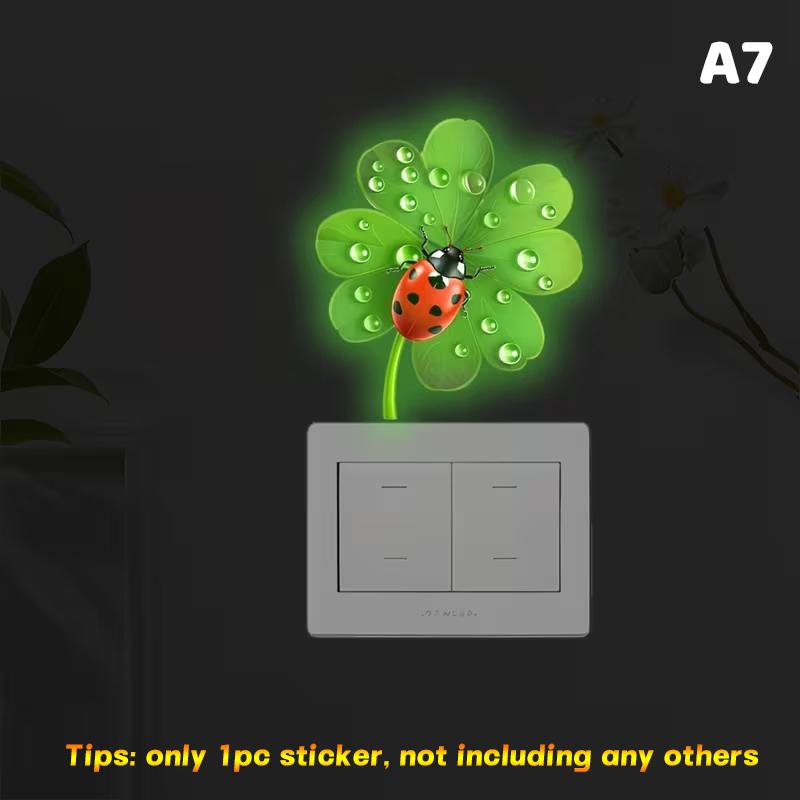 Glow-in-the-Dark Switch Stickers Penguins Elephants Design Self-Adhesive Removable Wall Stickers Suitable For Switches & Outlets