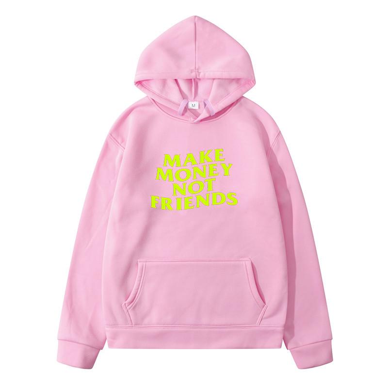 Make Money No Friends Sweatshirts för Män Kläder Herrtröja Y2k Höst Ren Bomullskläder Harajuku Huvtröjor