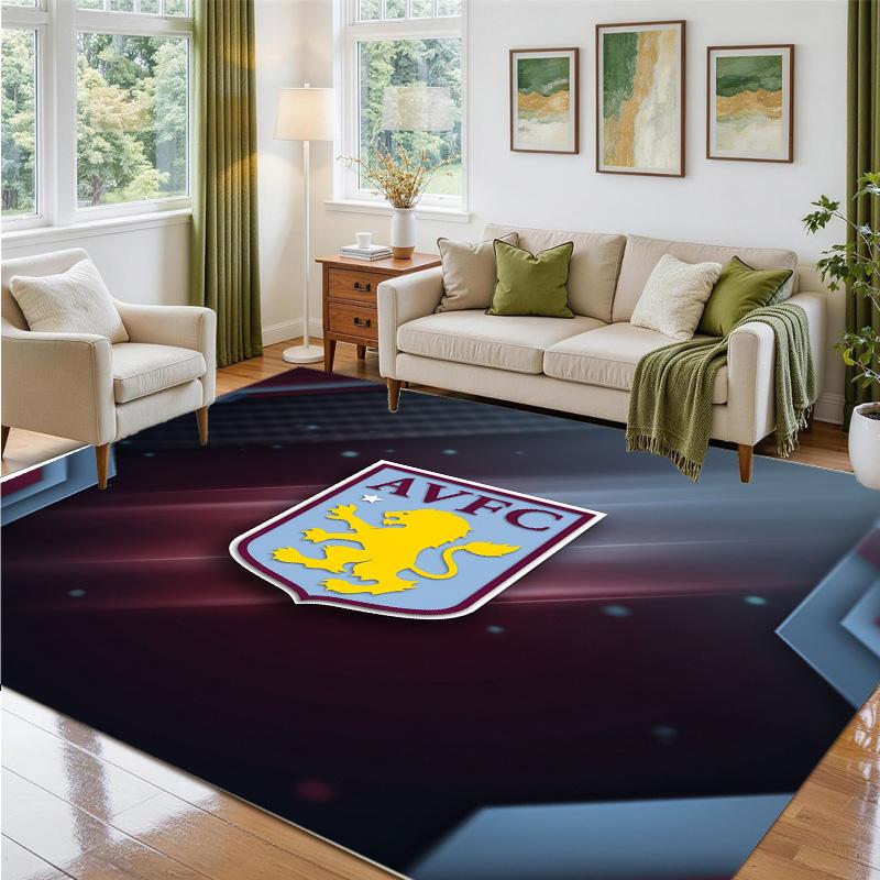 Aston Villa Futbol Tasarımlı Kristal Kadife Halı Yatak Odası Girişi İçin Yumuşak Dekoratif Mat