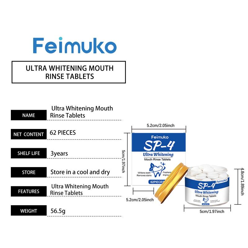 Feimuko Sp-4 Whitening Tooth Powder With Hydroxyapatite - Remineralizing, Cool Mint, Enamel Repair & Fresh Breath