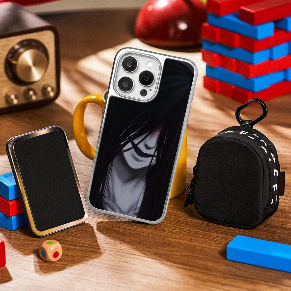 H-homi-cipher Crawling Anime Man Phone Case for iPhone 16 15 14 13 12 11 Pro Max Sheepskin Silver-edged Protective Case