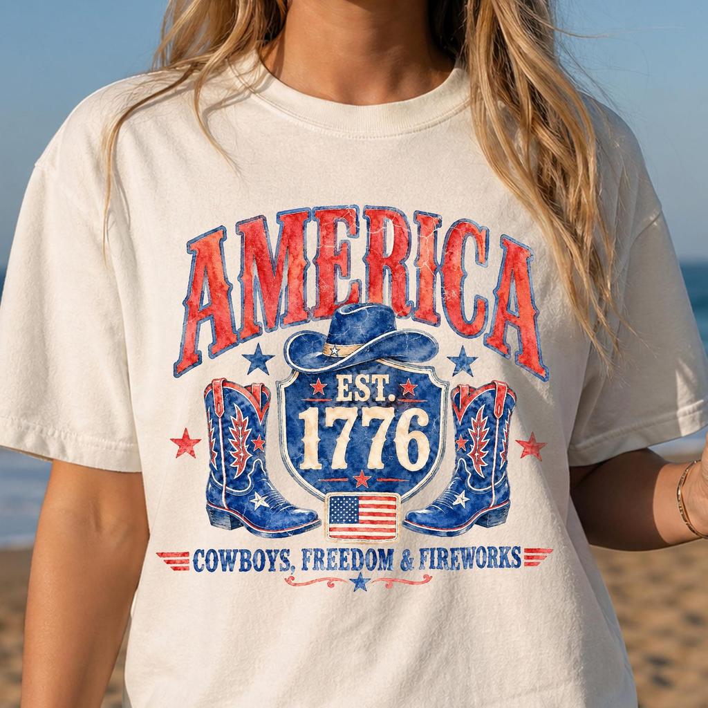 USA 250th Anniversary T shirt, Western Patriotic Cowboy Tee, Comfort Colors 1776 2026 Shirt, 4th July Independence Day Shirt