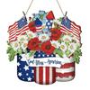 Patriotics Door Decoration Sign 4th of July Wreath for Front Door Hanger Memorial Day Wooden Hanging Sign Wood Plaque