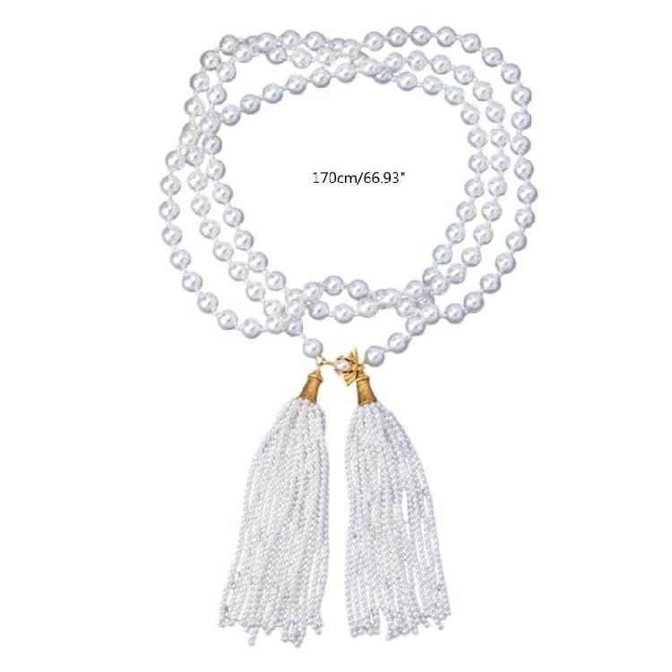 Imitation Pearls Bead Necklace Tassels Choker Elegant Fringes Neckchain Ornament