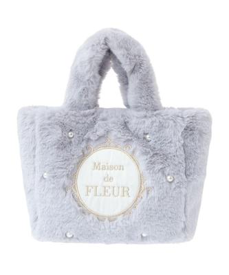 De Bekleidung EC exklusive Fell-Tragetasche für gräulich-blau [Maison Fleur] 2-Wege Damen,