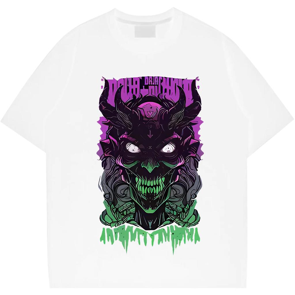 Purple Demon Tees Oversized Milk Fiber T-shirt Hip Hop Style For Men‘s Tops Graphic Printing Tshirt Streetwear Tshirt