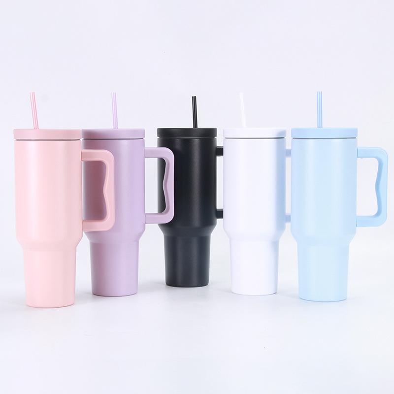 Americká termoska z nerezové oceli s rukojetí, přenosná, s ledem a brčkem do auta