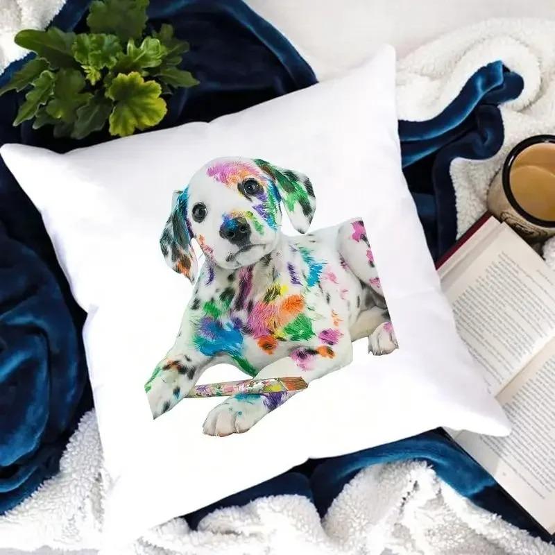 Dog Paw Print Watercolor Dog Pattern Pillow Cover Suitable for Home Hotel Car Cushion Cover Decorative Sofa Chair Pillow Cover