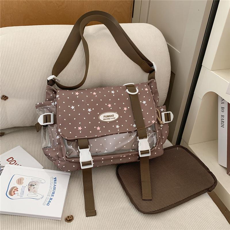 Torba listonoszka o dużej pojemności w stylu college'owym, lekka, wielofunkcyjna torba crossbody dla kobiet