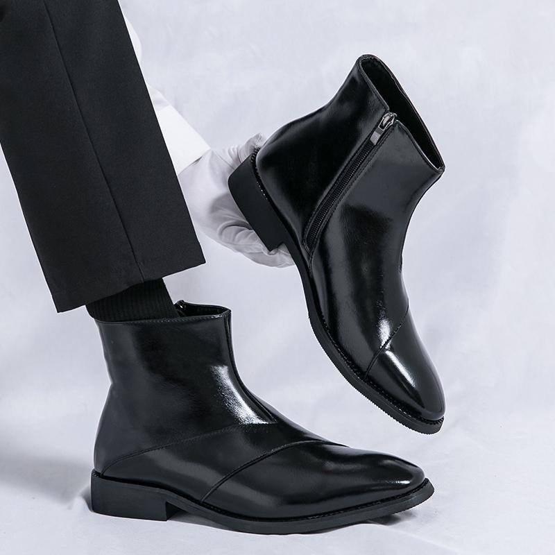 Fashion 2025 Men Chelsea Boots Luxury Brand Retro Comfortable Leather Ankle Boots Mens Versatile Side Zipper Black Brown Mens Boots