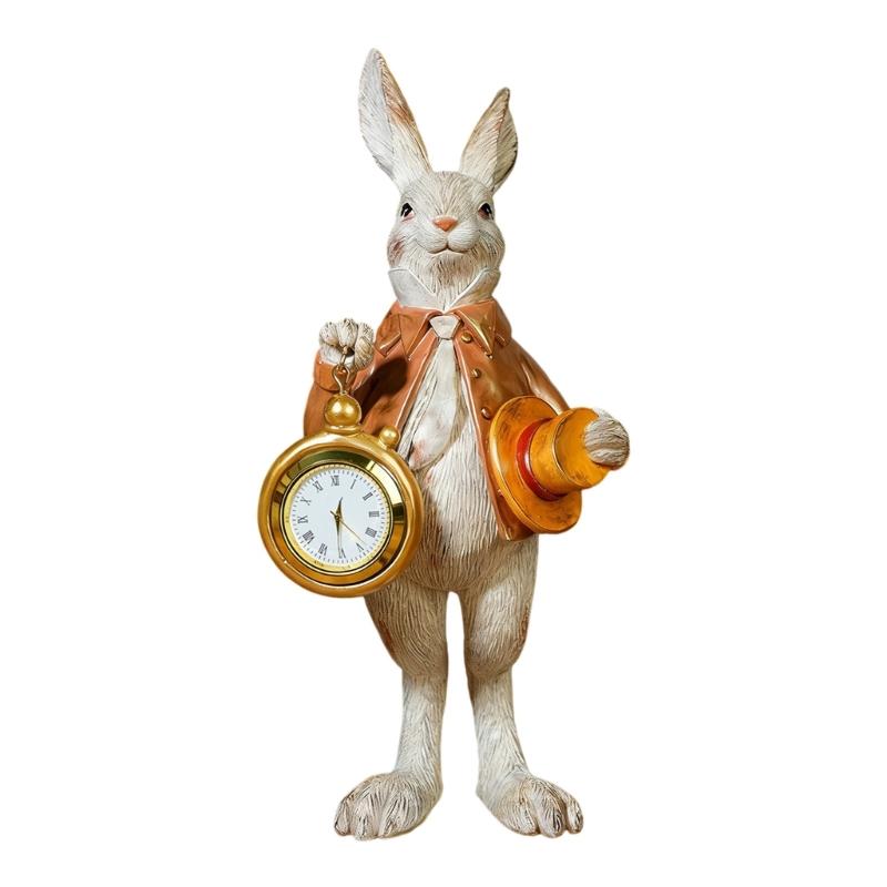 Elegant Easter Rabbit With Top Hat And Pocket Watch Resin Decoration Easter Party Supplies For Home Party Decors 9x9x21cm