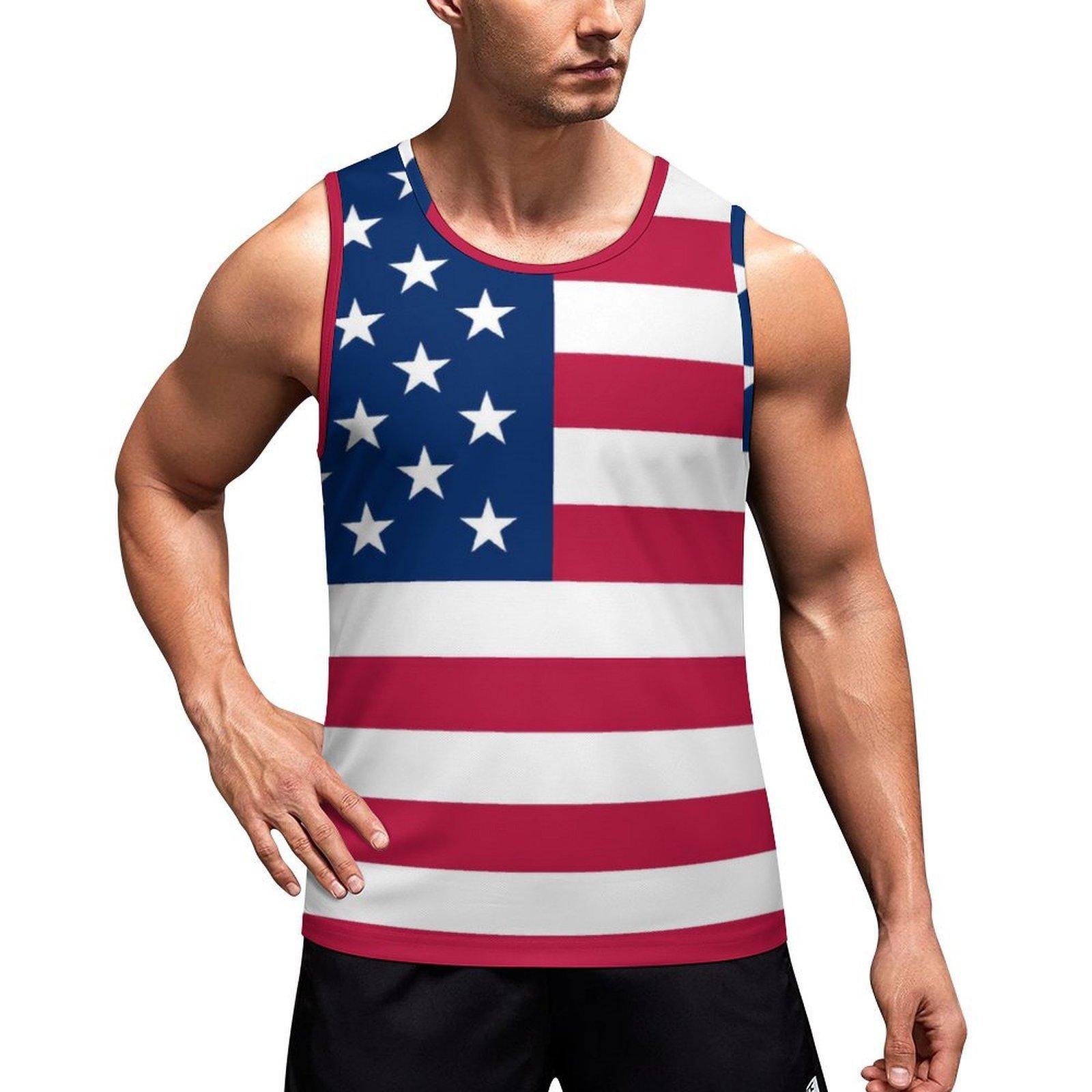 

Summer Round Neck 3D American Flag Pakistan Flag Printed Top Fashionable Casual Sleeveless Vest Men s T-shirts S