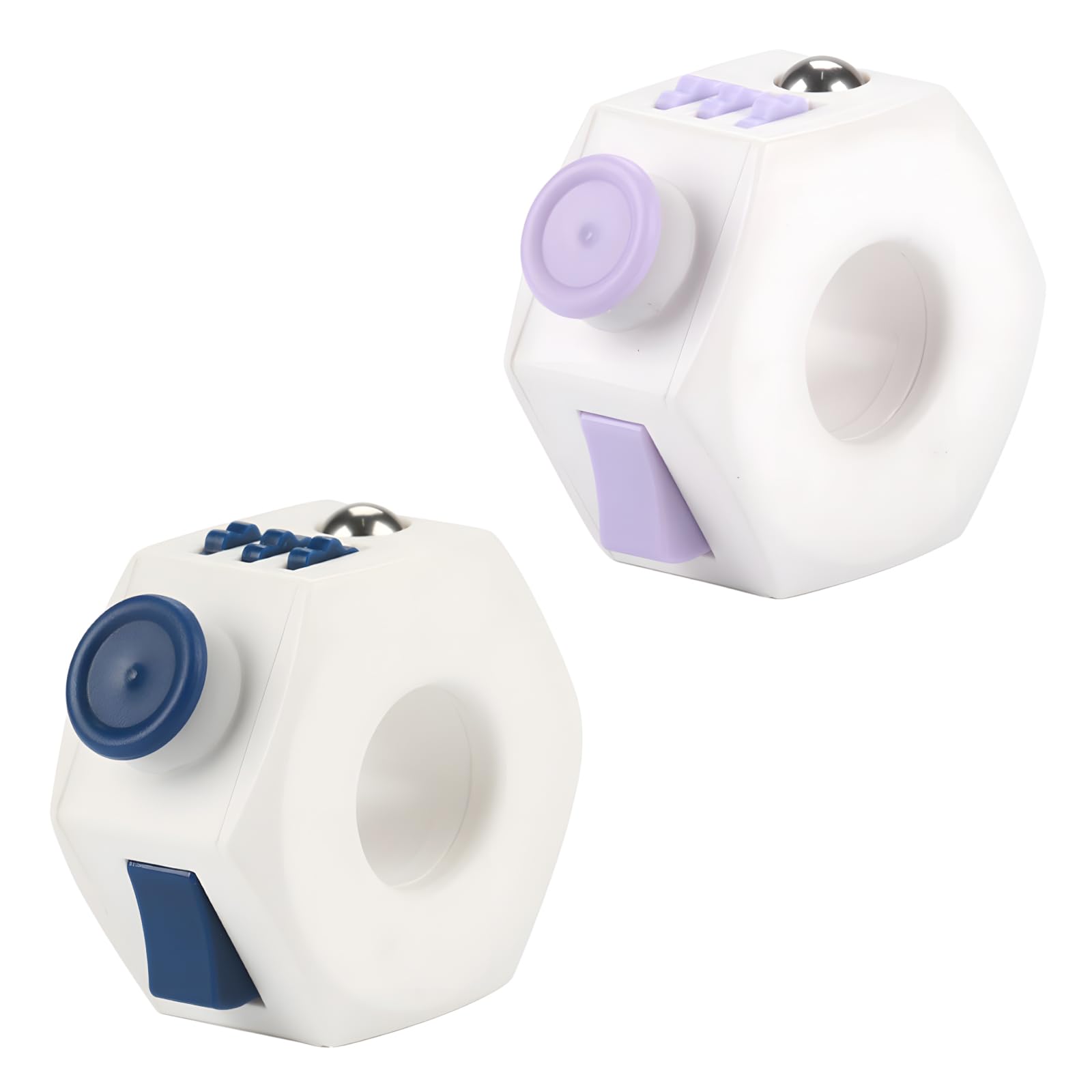 ENN LLC Fidget Rings Stress Relief Relaxation Set of 2 Purple - & - (Button & Blue)