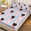3pcs Cartoon Cute Cat Printed Chipless Bed Sheet Set Multi Size Soft Bed Cover Bedroom Bedding Decoration